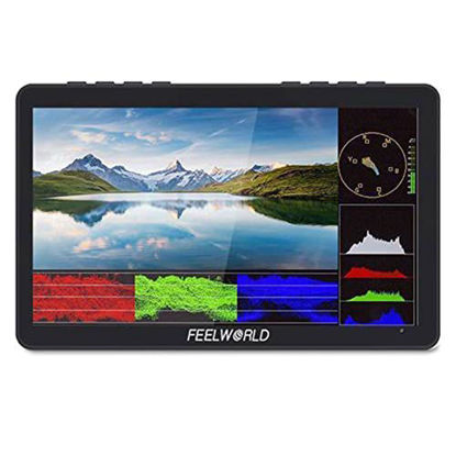 Picture of FEELWORLD F5 Pro V4 6 Inch Touch Screen DSLR Camera Field Monitor 3D LUT 4K HDMI Input Output Tilt Arm Power Output F970 Install and Power Kit to External Wireless Transmission