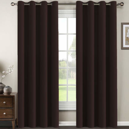 Picture of Premium Blackout Curtains for Living Room 84 Inches Length, Blackout Curtains for Bedroom Thermal Insulated Drapes - Chocolate Brown， 1 Panel
