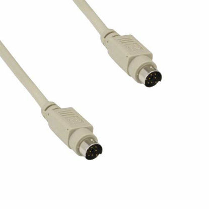 Picture of Kentek 6 Feet FT Mini DIN8 Imagewriter II Printer Cable Cord 28 AWG Molded Serial RS-232 MDIN 8 Pin Male to Male M/M
