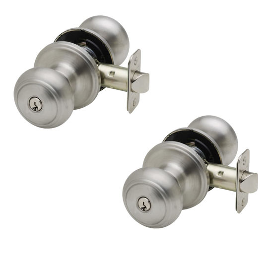 Picture of Copper Creek CK2040SS-2 Colonial Door Knob, Keyed Entry Function, 2 Pack, in Satin Stainless