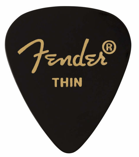 Picture of Fender Premium Celluloid Guitar Picks 351 Shape, Black, Thin, 12-Pack