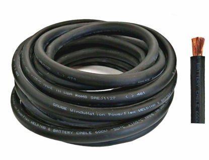 Picture of WNI 2/0 Gauge 20 Feet Black 2/0 AWG Ultra Flexible Welding Battery Copper Cable Wire - Made In The USA - Car, Inverter, RV, Solar