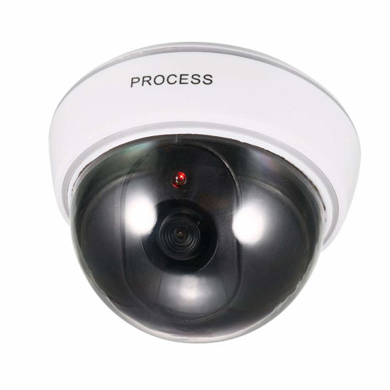 Picture of uxcell Fake Security Camera Dummy Dome CCTV with Blinking Red LED Warning Alert Light for Home Outdoor Indoor White