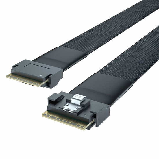 Picture of 24G Internal SlimSAS SFF-8654 to SFF-8654 8i Cable, SAS 4.0, 85-ohm, 0.75-m(2.46ft)