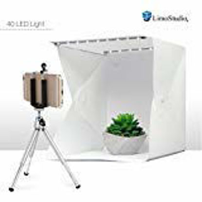 Picture of LimoStudio 9.5" Cube Foldable Table Top 40 LED Mini Light Box with Mini Tripod and Cellphone Holder, Photo Shooting Tent for Small Item and Commercial Product Shooting, AGG2622V2