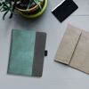 Picture of kwmobile Case Compatible with Kobo Aura Edition 2 - PU Leather Synthetic Suede Cover with Hand Strap - Mint/Dark Grey