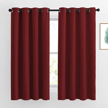 Picture of NICETOWN Burgundy Red Blackout Draperies Curtains - Thermal Insulated Solid Grommet Blackout Curtains/Panels/Drapes for Present (1 Pair, 52 by 63-Inch)
