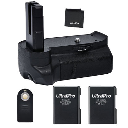 Picture of Battery Grip Bundle F/Nikon D3100, D3200, D3300: Includes Vertical Battery Grip, 2-Pk EN-EL14a Replacement Long-Life Batteries, UltraPro Accessory Bundle