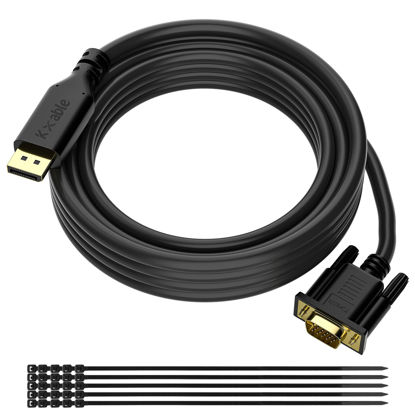 Picture of DisplayPort to VGA Cable 50 Feet, Gold-Plated DP to VGA Cord, DP to VGA Male to Male Adapter Converter for PC to HDTV, Monitor, Projector with 25 Cable Ties