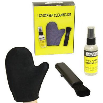 Picture of Hercules LCD Screen Cleaning Kit with Microfiber Cleaning Glove, Soft Dust Brush & Screen Cleaning Fluid for Plasma, LCD, TFT & LED TV Screens