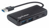 Picture of Manhattan 4-Port Superspeed USB Hub Supporting 5 Gbps Transfer Speeds with Built-in USB-A Male Connector, Two USB-A Female Ports, Two USB-C Female Ports and LED Power Indicator, Bus-Powered, Black