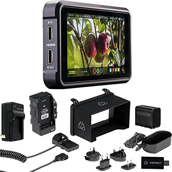 Picture of Atomos Ninja V Pro Kit (5-Inch 4kp60 1000-nit HDMI and SDI in/Out HDR) Recording Monitor with Sunshade, Rechargeable Replacement Battery for F970/976/975, Plus Home & Travel Charger.