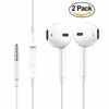 Picture of Earbuds Earphones Stereo Earphone Wired Noise Isolating Headphones with Mic and Remote Control for iPhone iPod iPad Samsung Android Smartphones Tablet Laptop 3.5mm [White] [2- Pack]