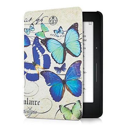 Picture of kwmobile Case for Amazon Kindle Voyage - Book Style PU Leather Protective e-Reader Cover Folio Case - Blue Mint Beige