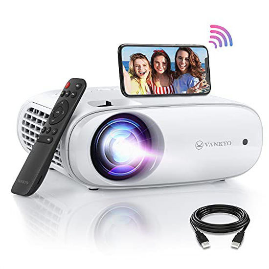 Picture of WiFi Projector, VANKYOMINI Mini Portable Projector with 220" Display, 55,000 Hrs LED Lamp Life, Support 1080P/HDMI/TV Stick/USB,HD Movie Projector for Outdoors Home Theater-100 Screen Included