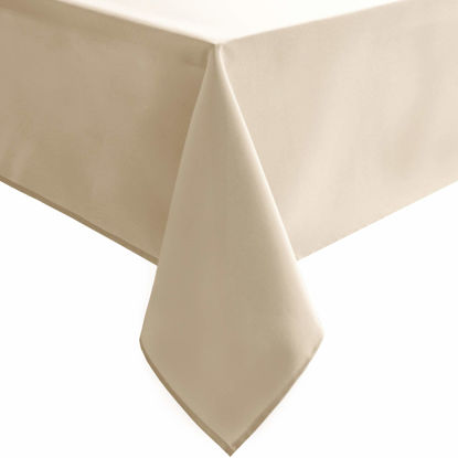 Picture of Hiasan Rectangle Tablecloth - Waterproof Washable Fabric Table Cloth for Wedding, Banquet, Gathering and Dining Room, 90 x 156 Inch, Beige