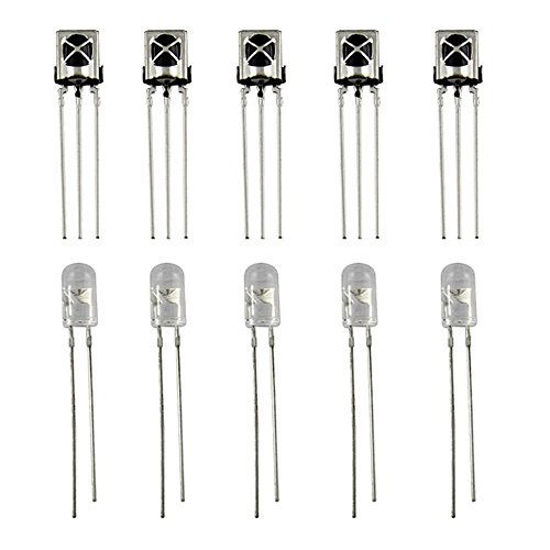 Picture of Infrared Diode LED IR Emitter and Receiver for Arduino, Raspberry Pi, DIY Smart Phone TV Control ?5 Pairs?