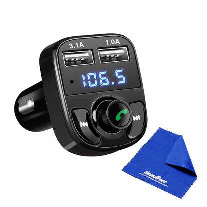 Picture of MaximalPower Bluetooth FM Transmitter Wireless in-Car Music Adapter Hands-Free Calling Car Kit Stereo Receiver Modulator with TF Card Slot for Cellphone and Tablet