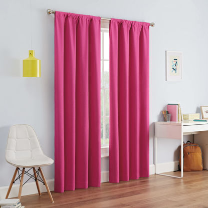 Picture of ECLIPSE Kendall Modern Blackout Thermal Rod Pocket Window Curtain for Bedroom or Living Room (1 Panel), 42" x 54", Raspberry