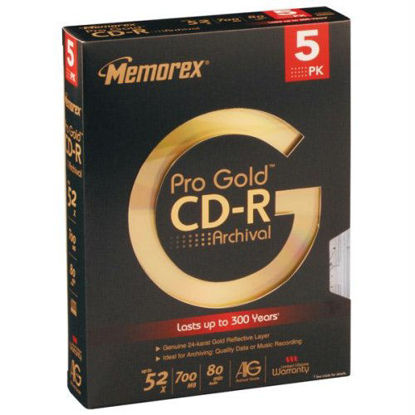Picture of Memorex 80 min./700MB 52x Pro Gold Archival CDR (5 Pack)