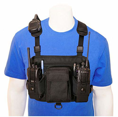 Picture of RCH-601D Double Radio Chest Harness Shoulder Radio Holster Chest Pack with Adjustable Radio Pouch That Will Adjust to fit a Radio from 4-3/4" up to 9" Tall Radio. Made in USA by Holsterguy