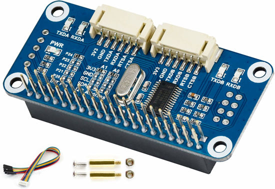 Picture of Bicool Serial Expansion HAT for Raspberry Pi 4B/3B+/3B/2B/Zero/Zero W/Zero WH,Onboard SC16IS752 I2C Interface 2- Channel(CH) UART 8 GPIOs Stackable to 16 Modules to 32-ch UART