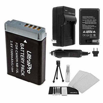 Picture of NB-13L High-Capacity Replacement Battery with Rapid Travel Charger for Canon PowerShot G5x, G7x, G9x Digital Cameras - UltraPro Accessory Bundle Included
