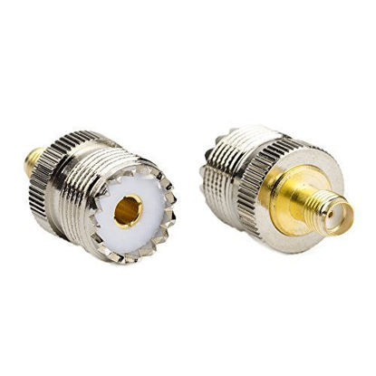 Picture of Eagles 2pcs SMA Female to UHF Female SO-239 SO239 Connector,RF Coaxial Adapter for Baofeng UV5R and GT3-TP Radios PL259 to Base Station Antenna