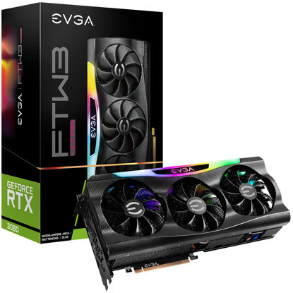 Picture of EVGA GeForce RTX 3080 FTW3 Ultra Gaming, 10G-P5-3897-KL, 10GB GDDR6X, iCX3 Technology, ARGB LED, Metal Backplate, LHR