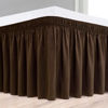 Picture of Biscaynebay Wrap Around Bed Skirts for Queen Size Beds with Short Drop of 12", Brown Elastic Dust Ruffles Easy Fit Wrinkle & Fade Resistant Silky Luxurious Fabric Solid Machine Washable