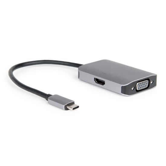 Picture of USB-C to HDMI & VGA Female HDMI 4K VGA 1080P Aluminum Adapter