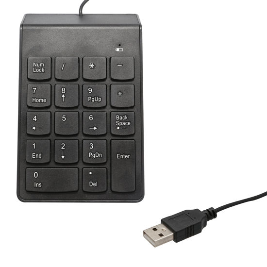 Picture of Connectland USB Numeric Keypad, USB 18 Key Number Numeric Keypad Keyboard for Laptop/Notebook PC Computer, Black (CL-USB-NUMSPC)