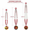 Picture of Kitchen Tongs, U-Taste 7/9/12 inches Cooking Tongs, with 480ºF High Heat-Resistant Non-Stick Silicone Tips, 18/8 Stainless Steel Handle, for Food Grill, Salad, BBQ, Frying, Serving, Pack of 3 (Red)