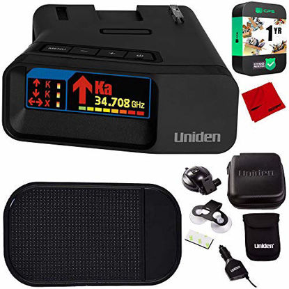 Picture of Uniden R7 Long Range Police Laser & Radar Detector with Arrow Alert Bundle with Slip-Free Car Mat, 1 Year Extended Protection Plan and Deco Gear Microfiber Cleaning Cloth