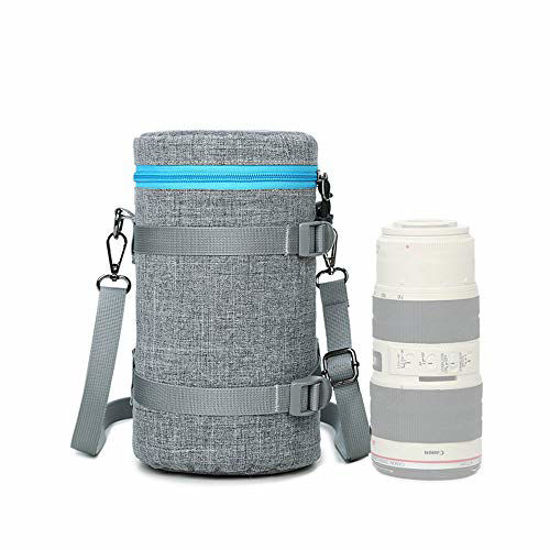 Picture of HomyWord Portable Thick Padded Protective Water Resistant Durable Nylon Lens Pouch Bag/Lens Case/Lens Bag with Shoulder Strap for 70-200mm Lens, Such as For Canon 70-200/2.8IS, 100-400, 180mm