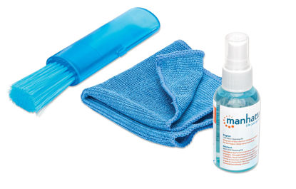 Picture of Manhattan Screen & Keyboard Cleaner Kit - 2 oz - Non-Alcohol Cleaning Spray with Microfiber Cloth & Keyboard Brush - for TV, Computer, Laptop, Monitor, LED, LCD, Electronic Devices - 421010