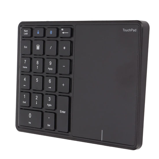 Picture of Bluetooth Number Pad for Laptop, 2 in 1 Wireless Number Pad with Touchpad 22 Keys BT4.2 2.4G Type C Charging 500mAh Battery Numeric Keypad(Black)