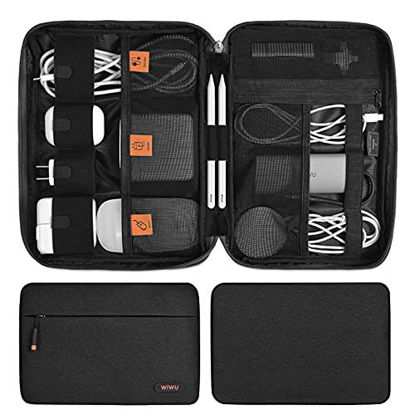 Picture of WIWU Electronic Organizer, Waterproof Travel Organizer Bag, Electronic Accessories Case, Portable Cable Storage Bag for Charger, USB, SD Card, Phone, Cables, Portable Charger