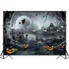 Picture of Avezano Halloween Photography Backdrop Full Moon Scary Night Castle Pumpkins Party Background Spooky Witch Bats Cemetery Child Kids Halloween Party Decorations Photoshoot Backdrops (8x6ft, Gray)