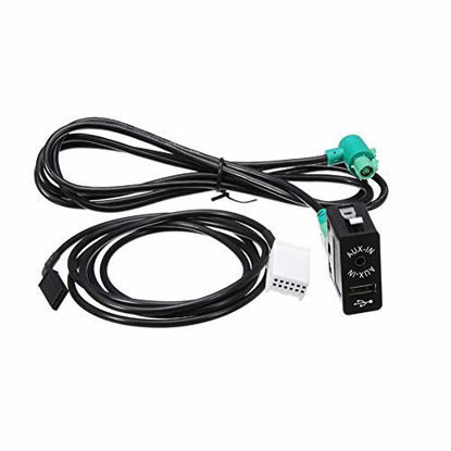 Picture of AUX USB Socket Switch + AUX USB Cable,Car USB AUX Switch Socket with Wire Harness Cable Adapter for BMW 3 5 7 Series E60 E61 E63 E64 E87 E90 E70 F25 X3 X4 X5 X6