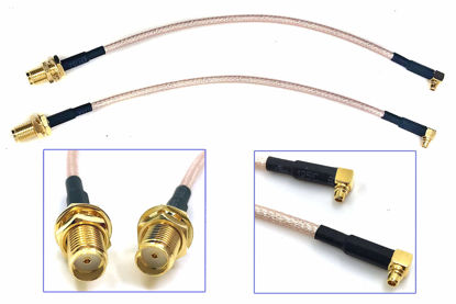 Picture of Pack of 2 RF RG316 Pigtail SMA Female Antenna Connector to MMCX Male Coaxial Cable Adapter Right Angle (8 inch (20.3 cm))