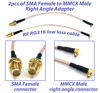 Picture of Pack of 2 RF RG316 Pigtail SMA Female Antenna Connector to MMCX Male Coaxial Cable Adapter Right Angle (8 inch (20.3 cm))