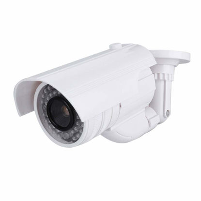 Picture of Dummy Fake Camera Bullet Camera Security Waterproof Camera for Indoor Outdoor Use with Simulated Red LED Flashing Lights