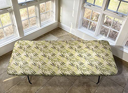 Picture of Covers For The Home Deluxe Elastic Edged Flannel Backed Vinyl Fitted Table Cover - Fern Pattern - Banquet - 5' x 30"