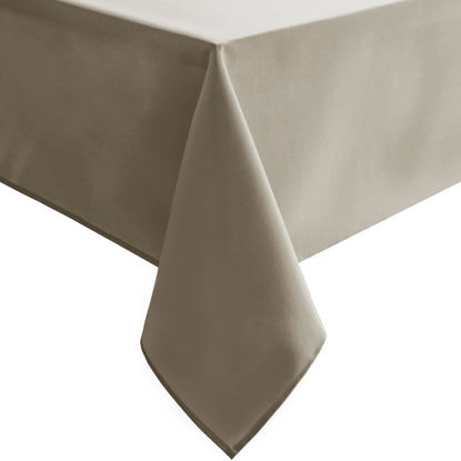 Picture of Hiasan Taupe Rectangle Tablecloth - Waterproof and Spillproof Washable Fabric Table Cloth for Dining Room Kitchen Party and Outdoor, 60 x 84 Inch