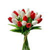 Picture of Mandy's 20pcs Red and White Flowers Artificial Tulip Silk Flowers 13.5" for Home Kitchen Wedding Decorations