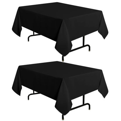Picture of sancua 2 Pack Black Tablecloth 54 x 54 Inch, Stain and Wrinkle Resistant Square Table Cloth - Washable Polyester Table Cover for Dining Table, Buffet Parties and Camping