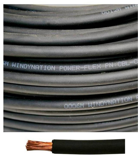 Picture of 8 Gauge 8 AWG 50 Feet Black Welding Battery Pure Copper Flexible Cable Wire - Car, Inverter, RV, Solar