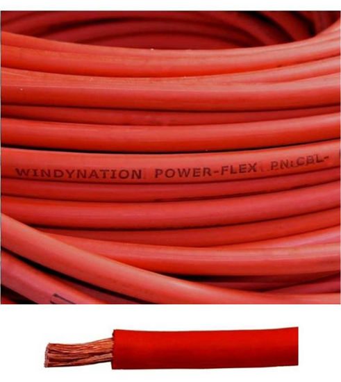GetUSCart- 1/0 Gauge 1/0 AWG 50 Feet Red Welding Battery Pure Copper  Flexible Cable Wire - Car, Inverter, RV, Solar