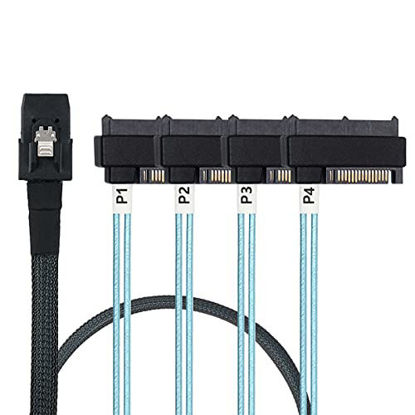 Picture of WLGQ Internal Mini SAS SFF-8087 36 Pin to 4X SAS 29Pin SFF-8482 Hard Disk SAS Cable with sata Power Port (1.6)